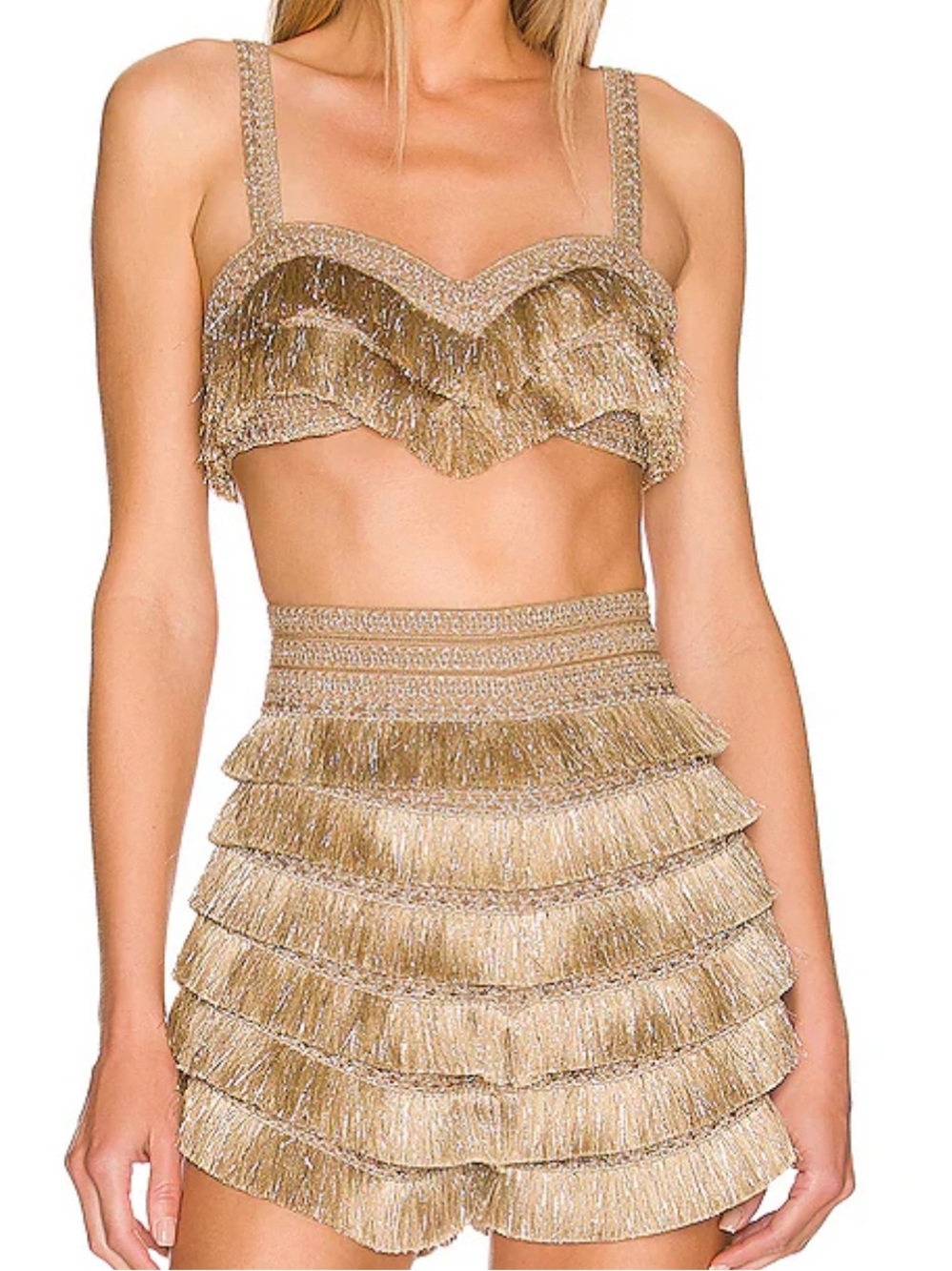 PatBo Fringe Bralette in Gold Size 4 - Picture 13 of 15